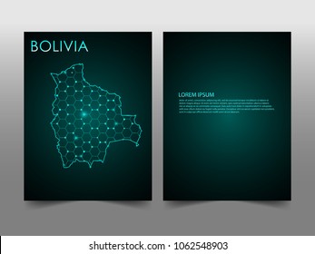 Horizontal banners template with Bolivia map sphere vector illustration. Abstract business card vector template with globe. Flyer or cover design. communication and network.
