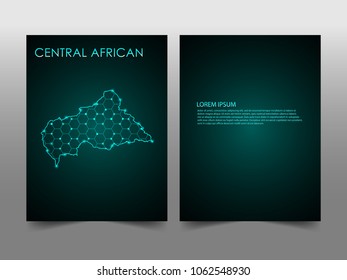 Horizontal banners template with Central African Republic map sphere vector illustration. Abstract business card vector template with globe. Flyer or cover design. communication and network.