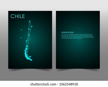 Horizontal banners template with Chile map sphere vector illustration. Abstract business card vector template with globe. Flyer or cover design. communication and network.