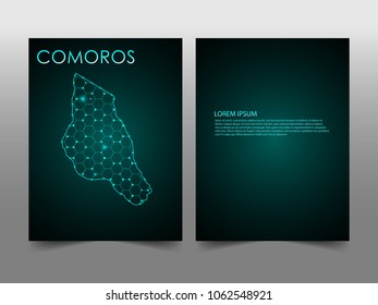 Horizontal banners template with Comoros map sphere vector illustration. Abstract business card vector template with globe. Flyer or cover design. communication and network.