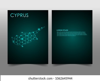 Horizontal banners template with Cyprus map sphere vector illustration. Abstract business card vector template with globe. Flyer or cover design. communication and network.
