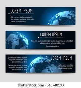 Horizontal banners template with earth sphere vector illustration