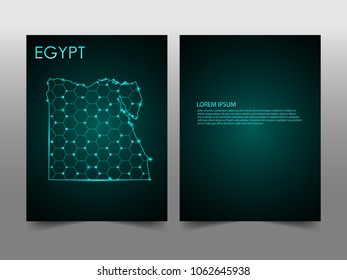 Horizontal banners template with Egypt map sphere vector illustration. Abstract business card vector template with globe. Flyer or cover design. communication and network.