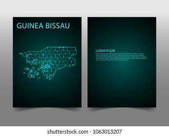 Horizontal banners template with Guinea Bissau map sphere vector illustration. Abstract business card vector template with globe. Flyer or cover design. communication and network.