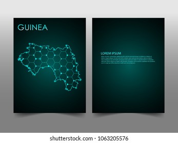 Horizontal banners template with Guinea map sphere vector illustration. Abstract business card vector template with globe. Flyer or cover design. communication and network.