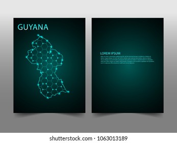 Horizontal banners template with Guyana map sphere vector illustration. Abstract business card vector template with globe. Flyer or cover design. communication and network.