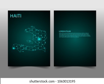 Horizontal banners template with Haiti map sphere vector illustration. Abstract business card vector template with globe. Flyer or cover design. communication and network.