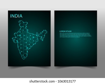 Horizontal banners template with India map sphere vector illustration. Abstract business card vector template with globe. Flyer or cover design. communication and network.