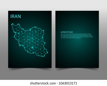 Horizontal banners template with Iran map sphere vector illustration. Abstract business card vector template with globe. Flyer or cover design. communication and network.
