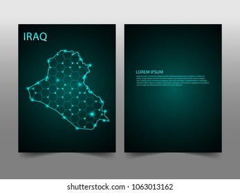 Horizontal banners template with Iraq map sphere vector illustration. Abstract business card vector template with globe. Flyer or cover design. communication and network.