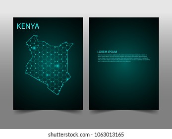 Horizontal banners template with Kenya map sphere vector illustration. Abstract business card vector template with globe. Flyer or cover design. communication and network.