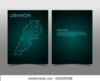 Horizontal banners template with Lebanon map sphere vector illustration. Abstract business card vector template with globe. Flyer or cover design. communication and network.