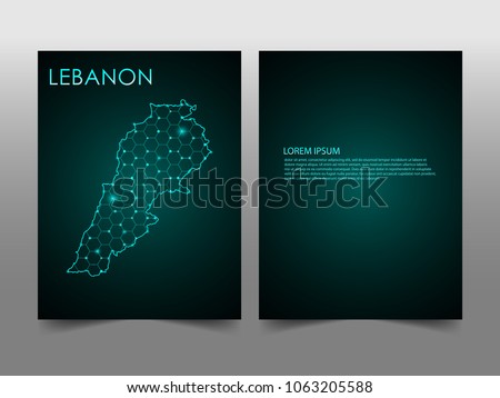 Horizontal banners template with Lebanon map sphere vector illustration. Abstract business card vector template with globe. Flyer or cover design. communication and network.