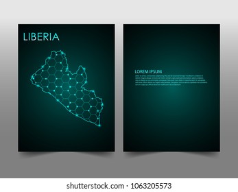 Horizontal banners template with Liberia map sphere vector illustration. Abstract business card vector template with globe. Flyer or cover design. communication and network.