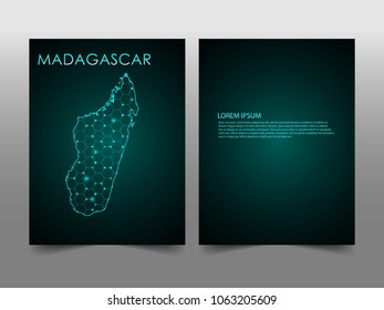 Horizontal banners template with Madagascar map sphere vector illustration. Abstract business card vector template with globe. Flyer or cover design. communication and network.