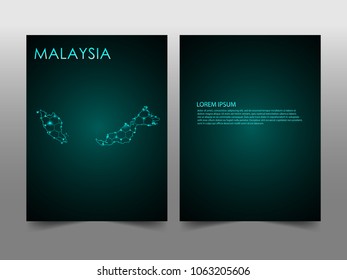 Horizontal banners template with Malaysia map sphere vector illustration. Abstract business card vector template with globe. Flyer or cover design. communication and network.