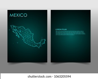 Horizontal banners template with Mexico map sphere vector illustration. Abstract business card vector template with globe. Flyer or cover design. communication and network.