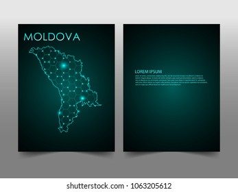 Horizontal banners template with Moldova map sphere vector illustration. Abstract business card vector template with globe. Flyer or cover design. communication and network.