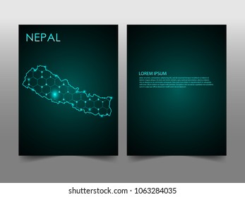 Horizontal banners template with Nepal map sphere vector illustration. Abstract business card vector template with globe. Flyer or cover design. communication and network.
