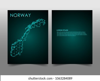 Horizontal banners template with Norway. map sphere vector illustration. Abstract business card vector template with globe. Flyer or cover design. communication and network.