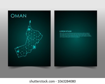 Horizontal banners template with Oman map sphere vector illustration. Abstract business card vector template with globe. Flyer or cover design. communication and network.