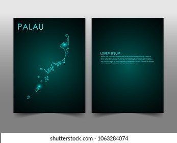 Horizontal banners template with palau map sphere vector illustration. Abstract business card vector template with globe. Flyer or cover design. communication and network.