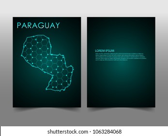 Horizontal banners template with Paraguay map sphere vector illustration. Abstract business card vector template with globe. Flyer or cover design. communication and network.