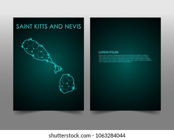 Horizontal banners template with Saint Kitts and Nevis map sphere vector illustration. Abstract business card vector template with globe. Flyer or cover design. communication and network.