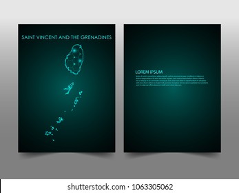 Horizontal banners template with Saint Vincent and the Grenadines map sphere vector illustration. Abstract business card vector template with globe. Flyer or cover design. communication and network.