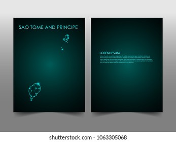 Horizontal banners template with Sao Tome and Principe map sphere vector illustration. Abstract business card vector template with globe. Flyer or cover design. communication and network.