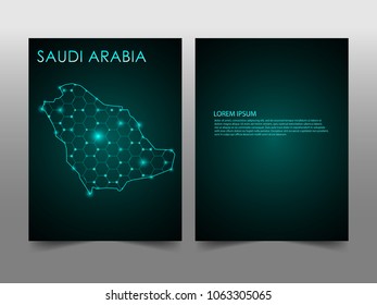 Horizontal banners template with Saudi Arabia map sphere vector illustration. Abstract business card vector template with globe. Flyer or cover design. communication and network.