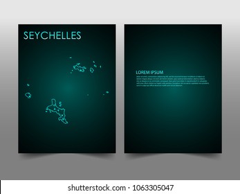 Horizontal banners template with Seychelles map sphere vector illustration. Abstract business card vector template with globe. Flyer or cover design. communication and network.