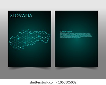 Horizontal banners template with Slovakia map sphere vector illustration. Abstract business card vector template with globe. Flyer or cover design. communication and network.