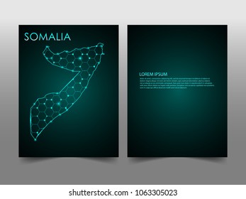 Horizontal banners template with Somalia map sphere vector illustration. Abstract business card vector template with globe. Flyer or cover design. communication and network.