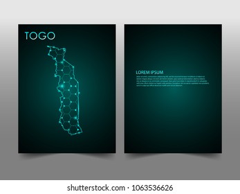 Horizontal banners template with Togo map sphere vector illustration. Abstract business card vector template with globe. Flyer or cover design. communication and network.