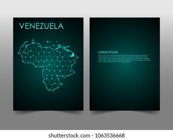 Horizontal banners template with Venezuela map sphere vector illustration. Abstract business card vector template with globe. Flyer or cover design. communication and network.
