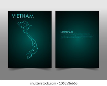 Horizontal banners template with Vietnam map sphere vector illustration. Abstract business card vector template with globe. Flyer or cover design. communication and network.