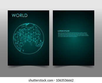Horizontal banners template with World  sphere vector illustration. Abstract business card vector template with globe. Flyer or cover design. communication and network.