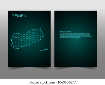 Horizontal banners template with Yemen map sphere vector illustration. Abstract business card vector template with globe. Flyer or cover design. communication and network.