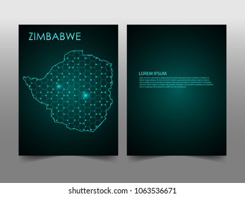 Horizontal banners template with Zimbabwe map sphere vector illustration. Abstract business card vector template with globe. Flyer or cover design. communication and network.