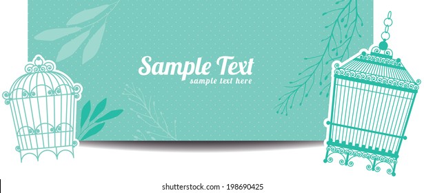 horizontal banners with vintage birdcage. vector eps10