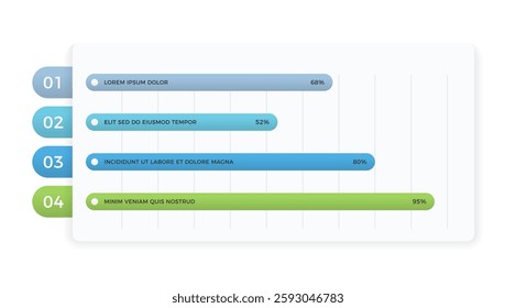 Horizontal bar chart with four elements, infographic template, vector eps10 illustration
