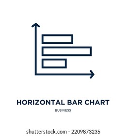 horizontal bar chart icon from business collection. Thin linear horizontal bar chart, presentation, diagram outline icon isolated on white background. Line vector horizontal bar chart sign, symbol for
