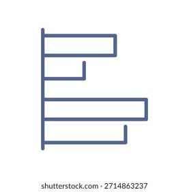 Icono de gráfico de barras Horizontal que muestra la comparación de datos, el análisis estadístico, la clasificación de categorías, la distribución del rendimiento y la Ilustración vectorial plana de la línea de visualización de informes comerciales.