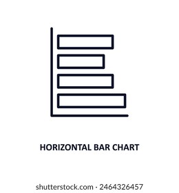 horizontal bar chart outline icon.  Thin line icon from business collection. Editable vector isolated on white background