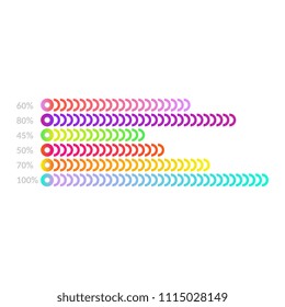 Horizontal bar chart template - business flat design graph for reports and presentations isolated on white background. Colorful graphic statistics column elements in vector illustration.