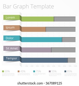 Horizontal Bar Chart Template, Business Infographics, Vector Eps10 Illustration