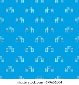 Horizontal bar with climbing rings and ladder pattern repeat seamless in blue color for any design. Vector geometric illustration