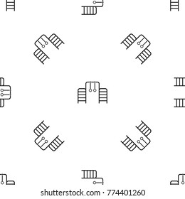 Horizontal bar with climbing rings and ladder pattern repeat seamless in black color for any design. Vector geometric illustration
