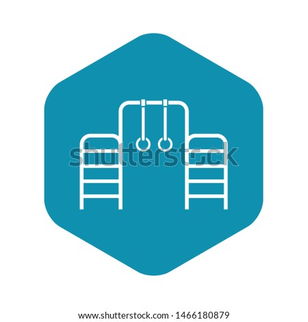 Horizontal bar with climbing rings and ladder icon. Simple illustration of horizontal bar with climbing rings and ladder vector icon for web